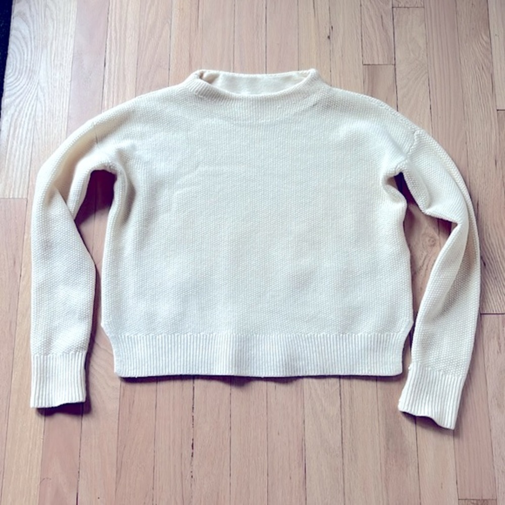Boden mock neck wool cashmere blend sweater cream medium